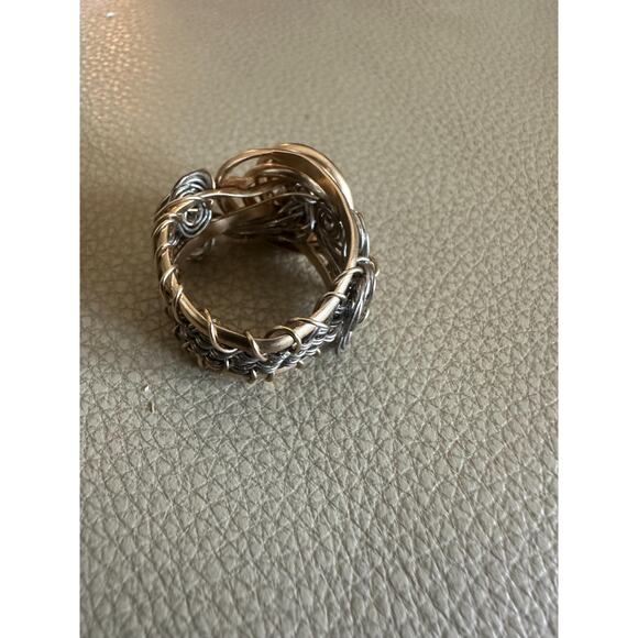14k Gold Fill Wire ring with Fine Silver wire wrap Size 8 - Picture 4 of 5